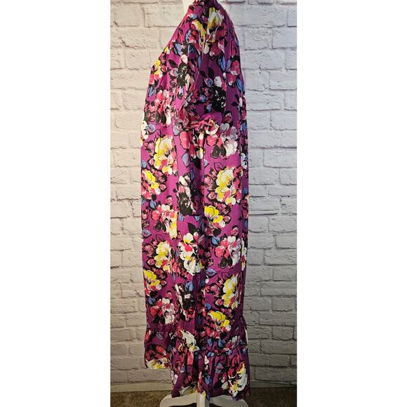 Anthony Richards Purple Floral Mumu Dress Size L New Lightweight Short Sleeve - Picture 9 of 11